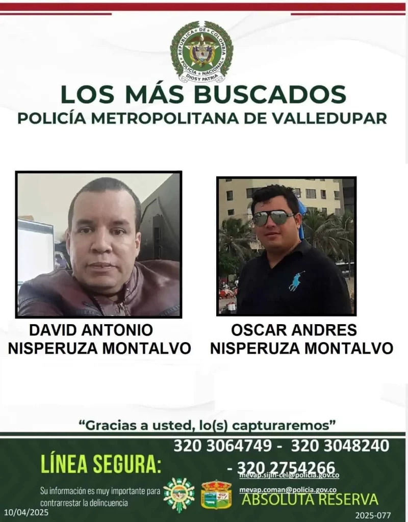 “Cartel falso Policía ‘Los más buscados’ con uso no autorizado de la imagen de David Nisperuza Montalvo”