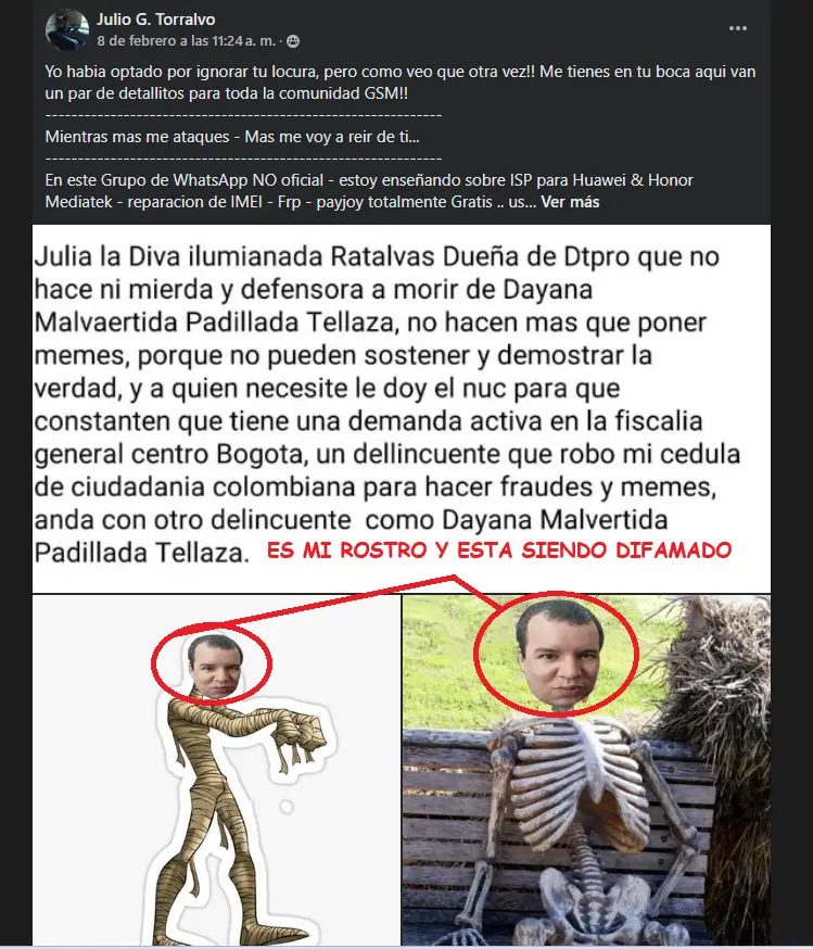 Pruebas en contra de Julio g torralvo donde se ve que me esta difamando..